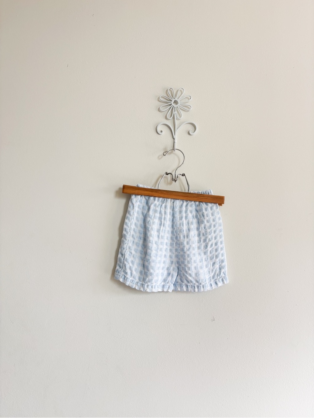 Light Blue gingham cotton easy on shorts cottagecore grandmacore vibes